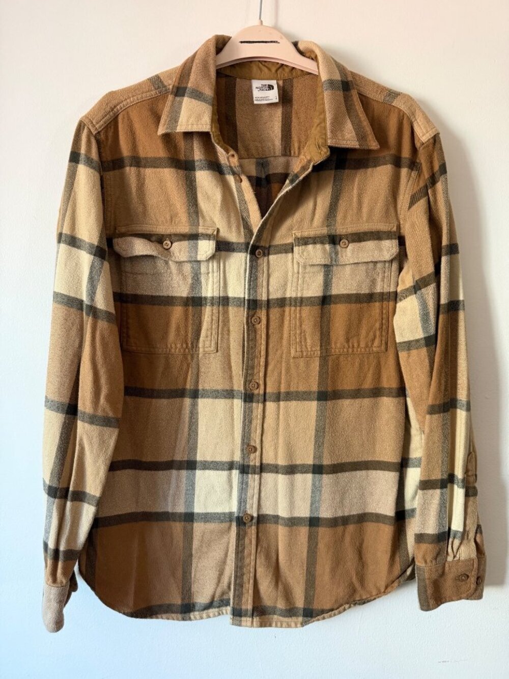 The North Face Mens Arroyo Plaid Button-Down Flannel Shirt Tan Large - Picture 2 of 8
